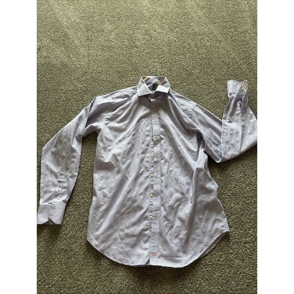 Thomas Dean Purple Plaid Long Sleeve Button Up Shirt Size Large